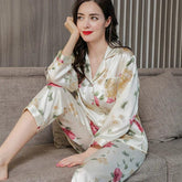 Silk Pajamas - 100% Real Print Long Sleeve Sleepwear - LANI SILK